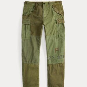 Mens Polo Ralph Lauren Distressed Patchwork Military Cargo Pants Size 32 New